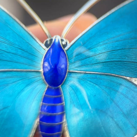 1918 Blue Enamel Butterfly Brooch