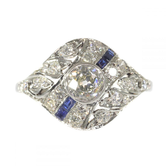 Art Deco Diamond engagement ring sapphire