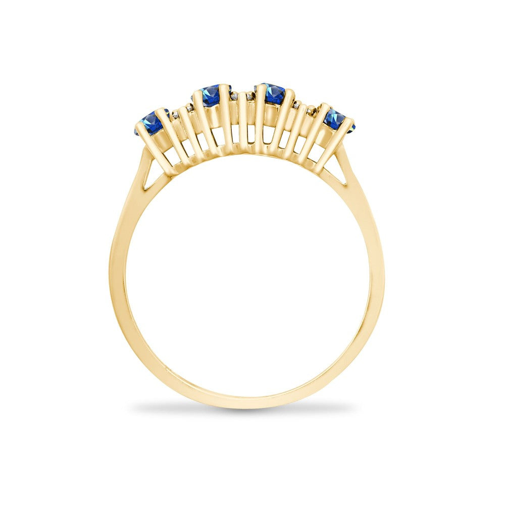 Diamond Sapphire 9ct Row Engagement Ring