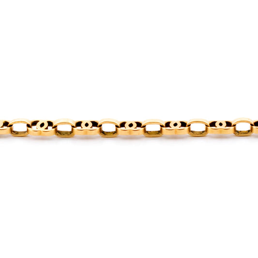 14ct Alternating Openwork Double-Loop And Rectangular Links Bracelet