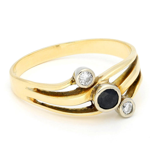 Diamond Sapphire 14ct Trilogy Ring