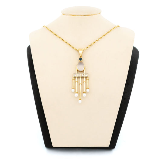 Diamond Moonstone Pearl Sapphire 14k Fringe Pendant 19483-9843 Image2