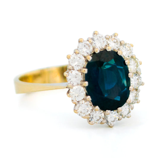 Diamond Sapphire 14ct Cluster Engagement Ring