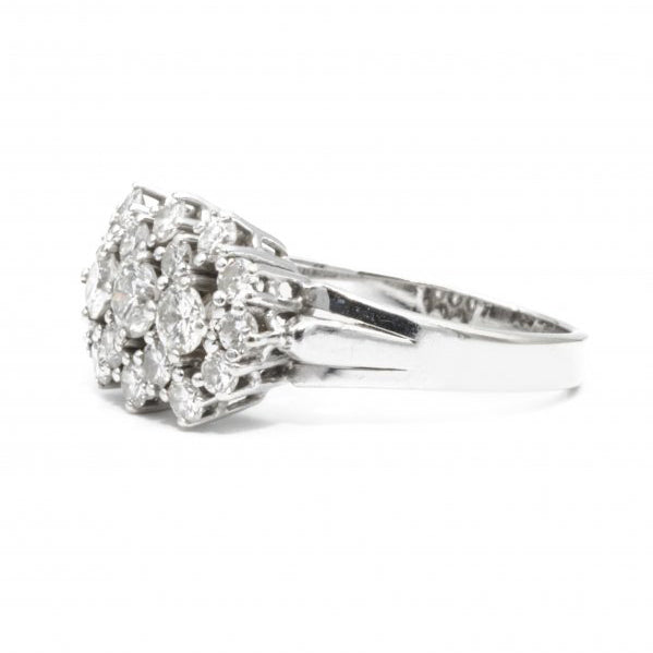 Vintage 1.25ct Diamond Cluster Dress Ring in 14ct White Gold