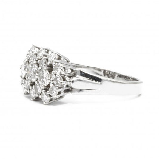 Vintage 1.25ct Diamond Cluster Dress Ring in 14ct White Gold