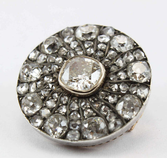 Antique Victorian Old Cut Diamond Cluster Brooch, 4.60 carats