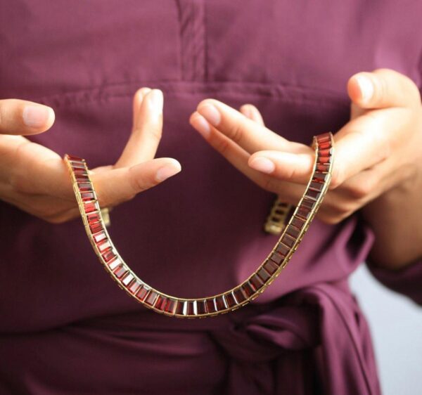 Vintage French Garnet Collar Necklace by Poiray