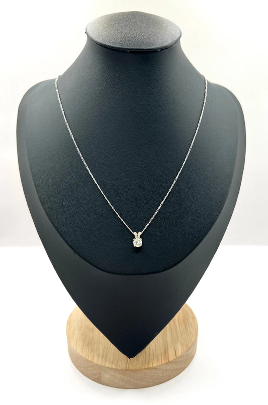 Vintage 18ct White Gold, 1920s 0.47 Carat Diamond Pendant Necklace with Platinum Figaro Link Chain