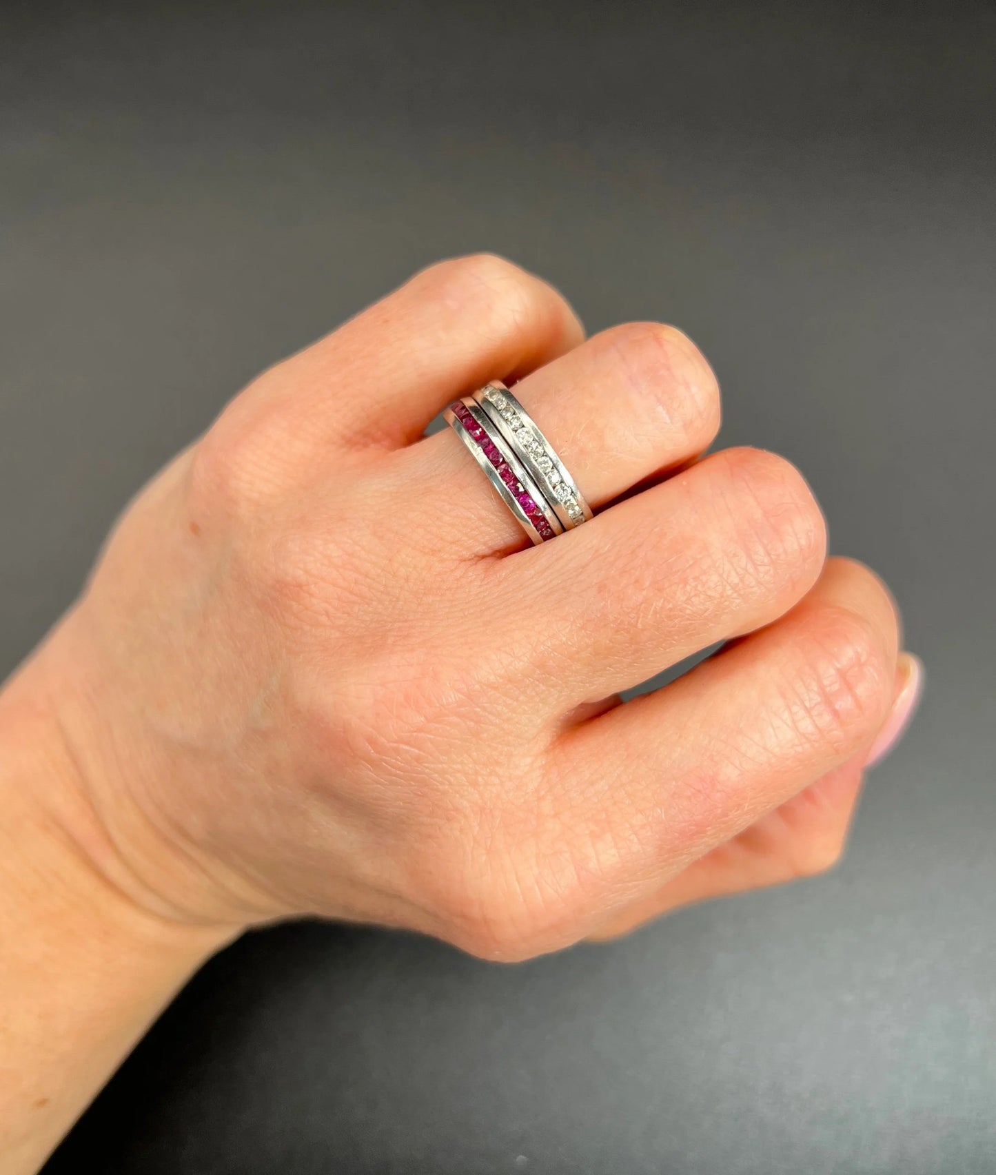 Vintage Platinum Ruby Channel Set Full Eternity Ring, Circa 1980