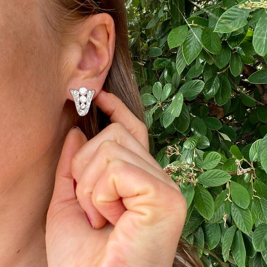 Art Deco 2.26ct Old European Cut Diamond Earrings