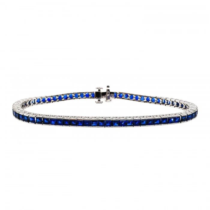 Modern 7.36ct Sapphire Line Bracelet in Platinum