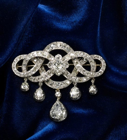 Antique Georgian Pear Drop Old Cut Diamond Brooch, 13.00 carat total