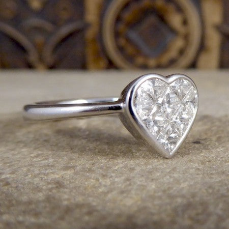 Heart Shaped Diamond Ring, 1.20 Carat Total, set in 18ct White Gold
