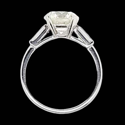 Vintage 2.54ct Diamond Solitaire Engagement Ring with Baguette Shoulders