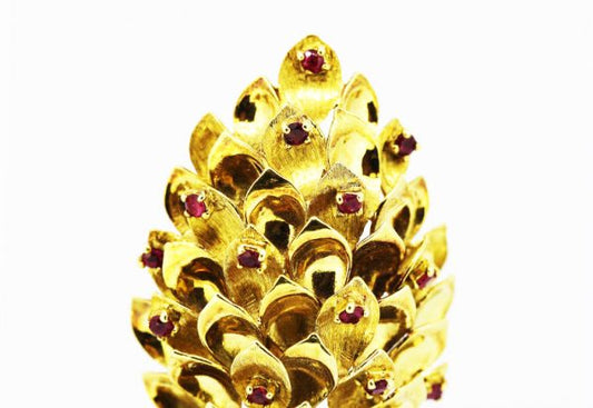 Tiffany and Co Cone Brooch, set with Rubies, 18ct Yellow Gold, c.1990's