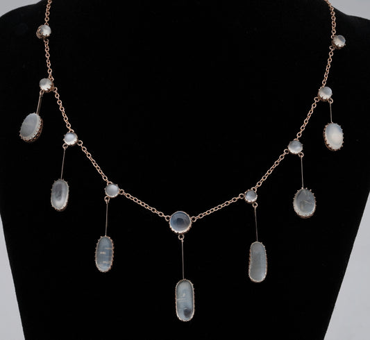 Antique Victorian 23ct Moonstone Fringe Necklace