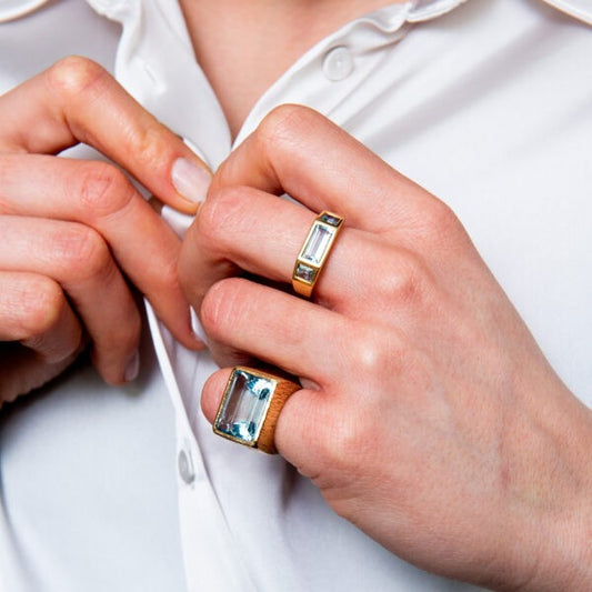 Tiffany and Co Aquamarine and 18ct Gold Ring by Paloma Picasso, Signed