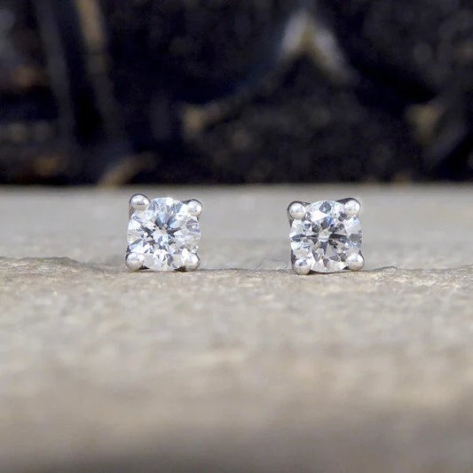 Single Stone Diamond Solitaire Stud Earrings, 0.40 carats