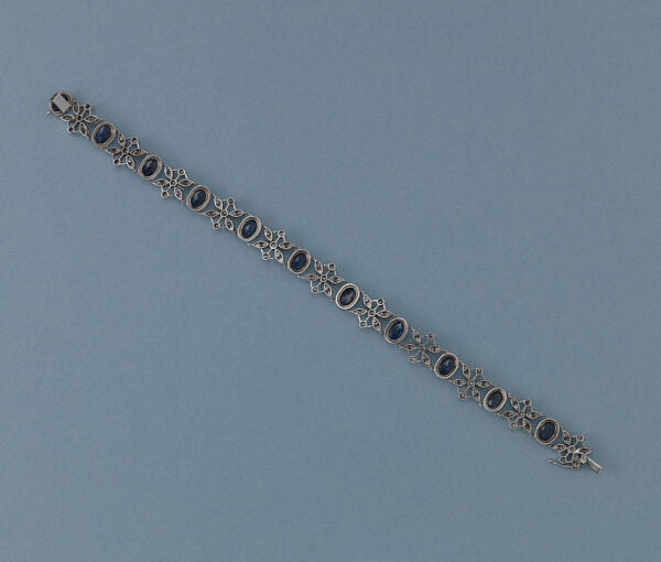 Vintage 15ct Cabochon Sapphire and Diamond Bracelet, Circa 1950s