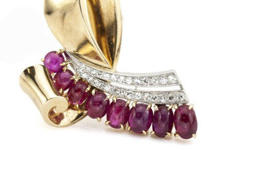 Trabert and Hoeffer Mauboussin 9ct Ruby and Diamond Double Clip