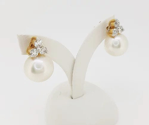 South Sea Pearl and Diamond Earrings in 18ct Yellow Gold