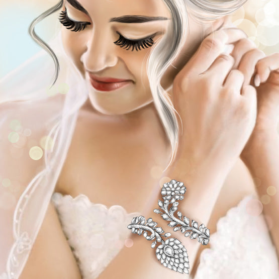 Rose Cut Diamond Floral Cluster Bangle Bracelet, 15.07 carats