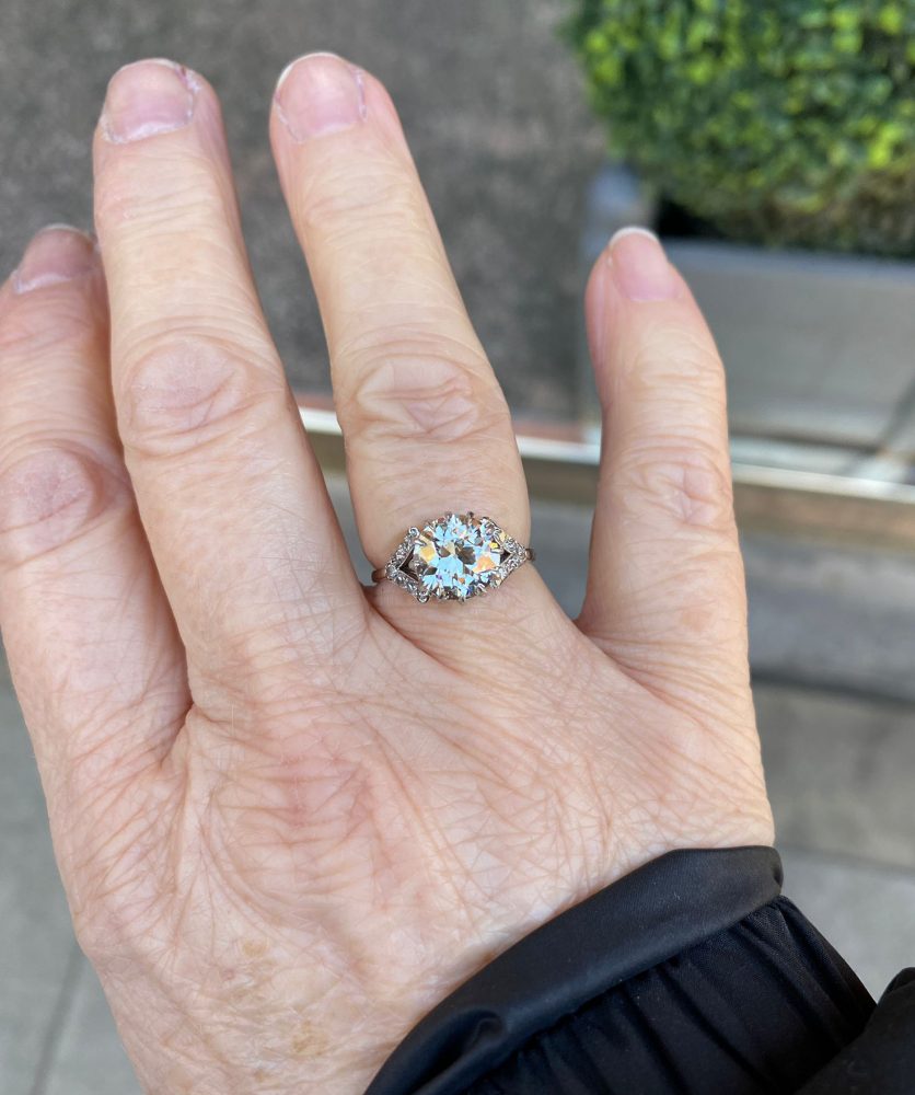 Art Deco 2.20ct Diamond Solitaire Ring with Diamond Shoulders