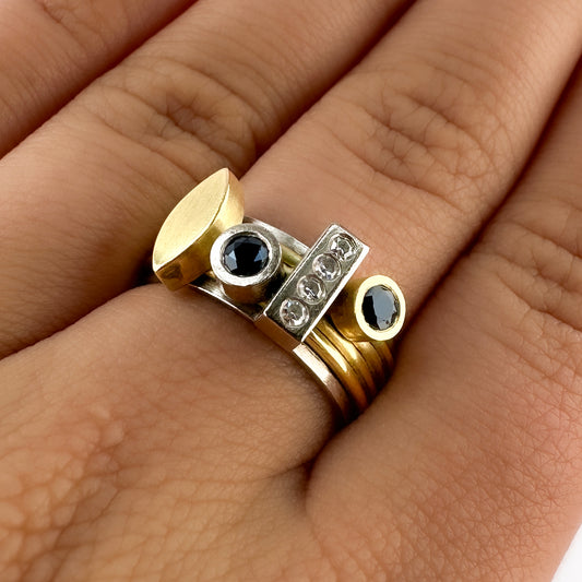 Modernist Sapphire and Diamond Spinner Ring