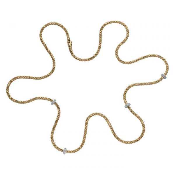 Fope Prima 18ct Yellow Gold Necklace with Diamond Set Rondels, 1.44 carats, Model 745 BBR 100