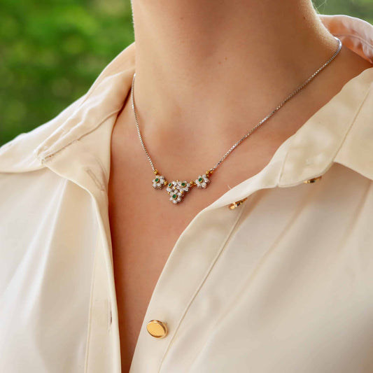 Vintage Buccellati Primavera Diamond and Emerald Necklace