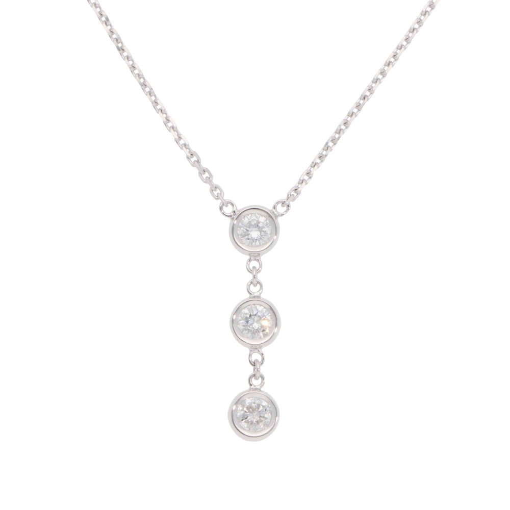 Contemporary Diamond Drop Pendant Necklace In 14 Carat White Gold