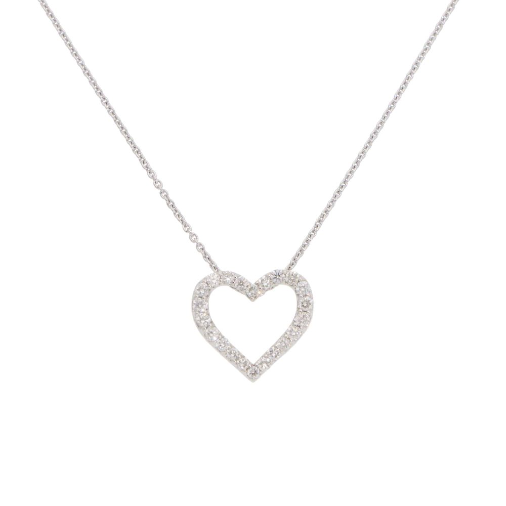 Contemporary Diamond Heart Pendant Necklace In Platinum