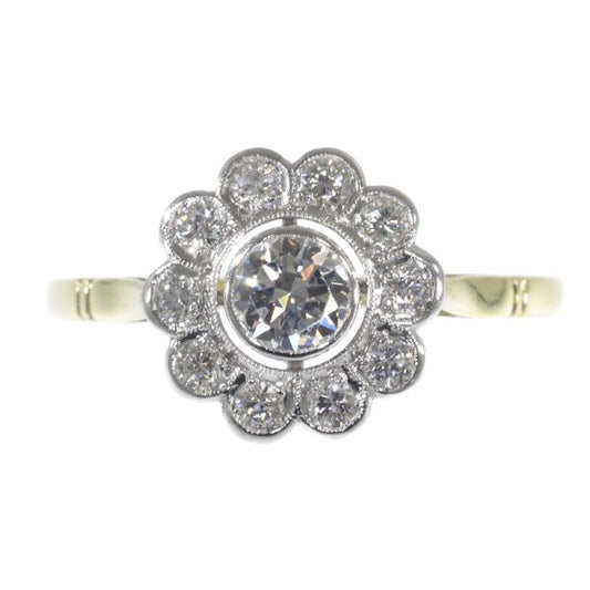 vintage Fifties brilliant cut diamond cluster engagement ring