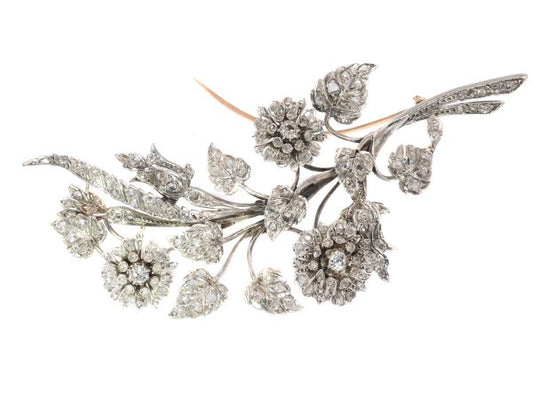Antique French Victorian Diamond Branch Brooch