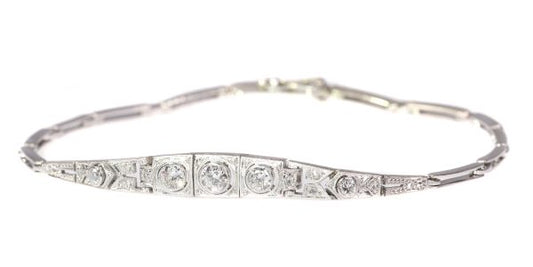 Antique Art Deco 18ct White Gold Diamond Bracelet