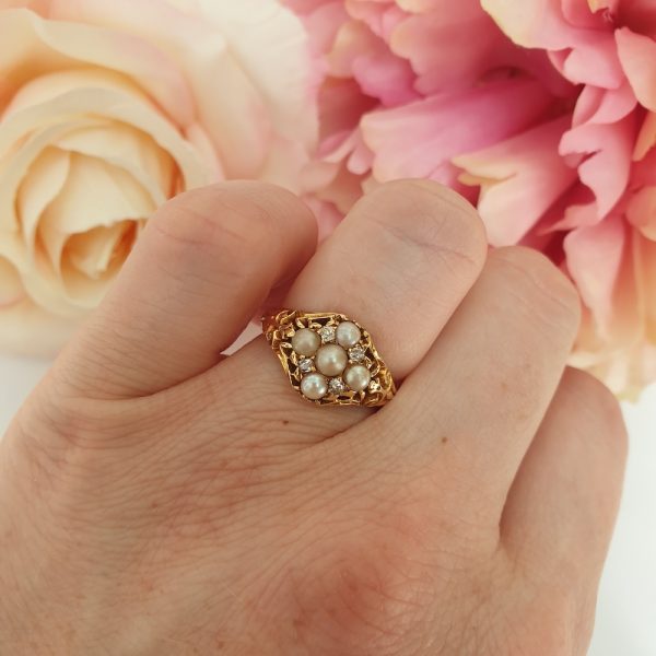 Antique Victorian Gold, Pearl and Diamond Ring