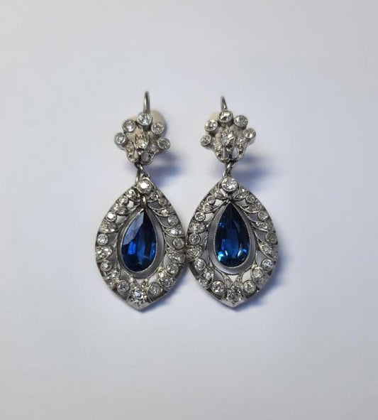 Belle Epoque Sapphire and Diamond Drop Earrings in Platinum