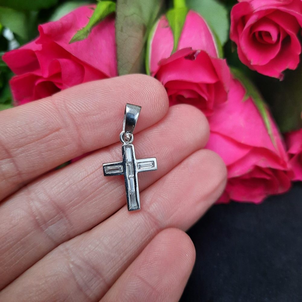 Baguette Cut Diamond Cross Pendant, 0.60 carats
