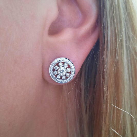 0.80ct Diamond Floral Cluster Earrings with Removeable Halos