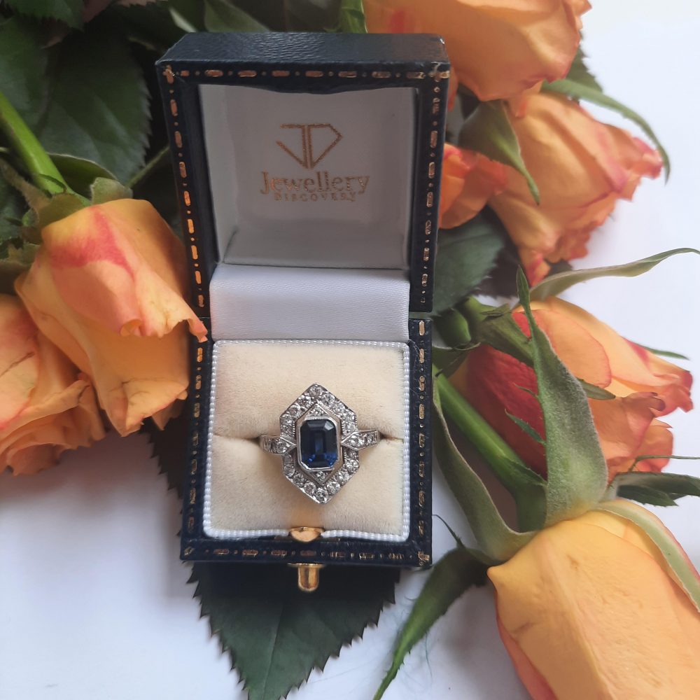 1.50ct Sapphire and Diamond Cluster Dress Ring in Platinum