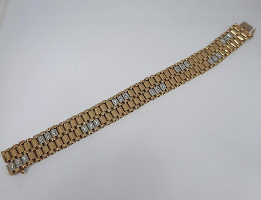 Vintage Diamond Set Cylinder Link Bracelet