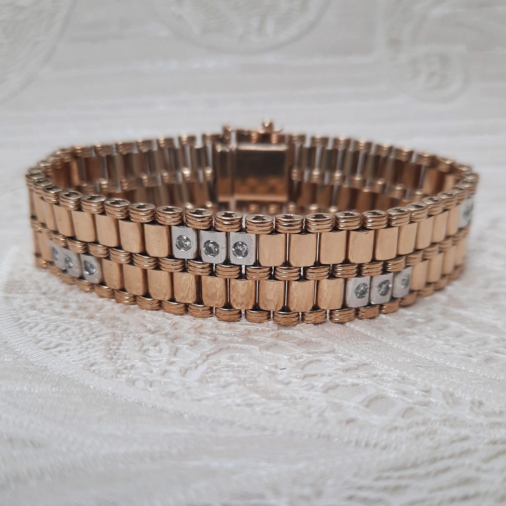 Vintage Diamond Set Cylinder Link Bracelet