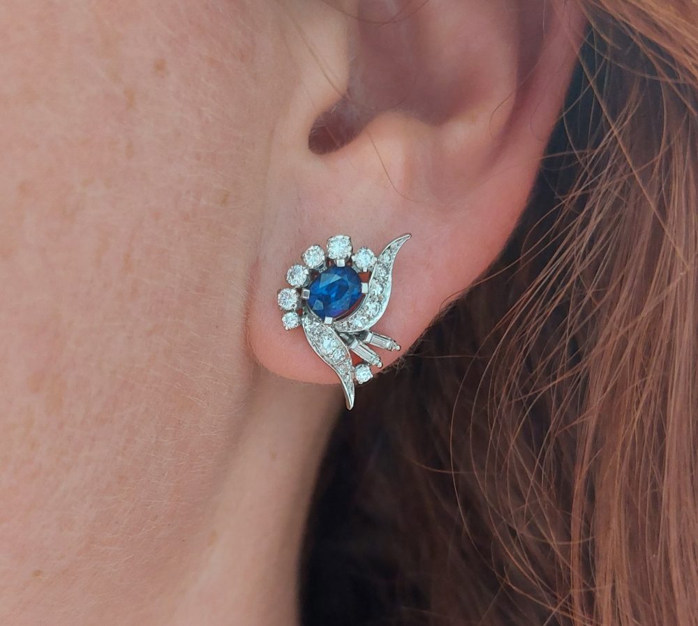 Vintage Sapphire and Diamond Earrings