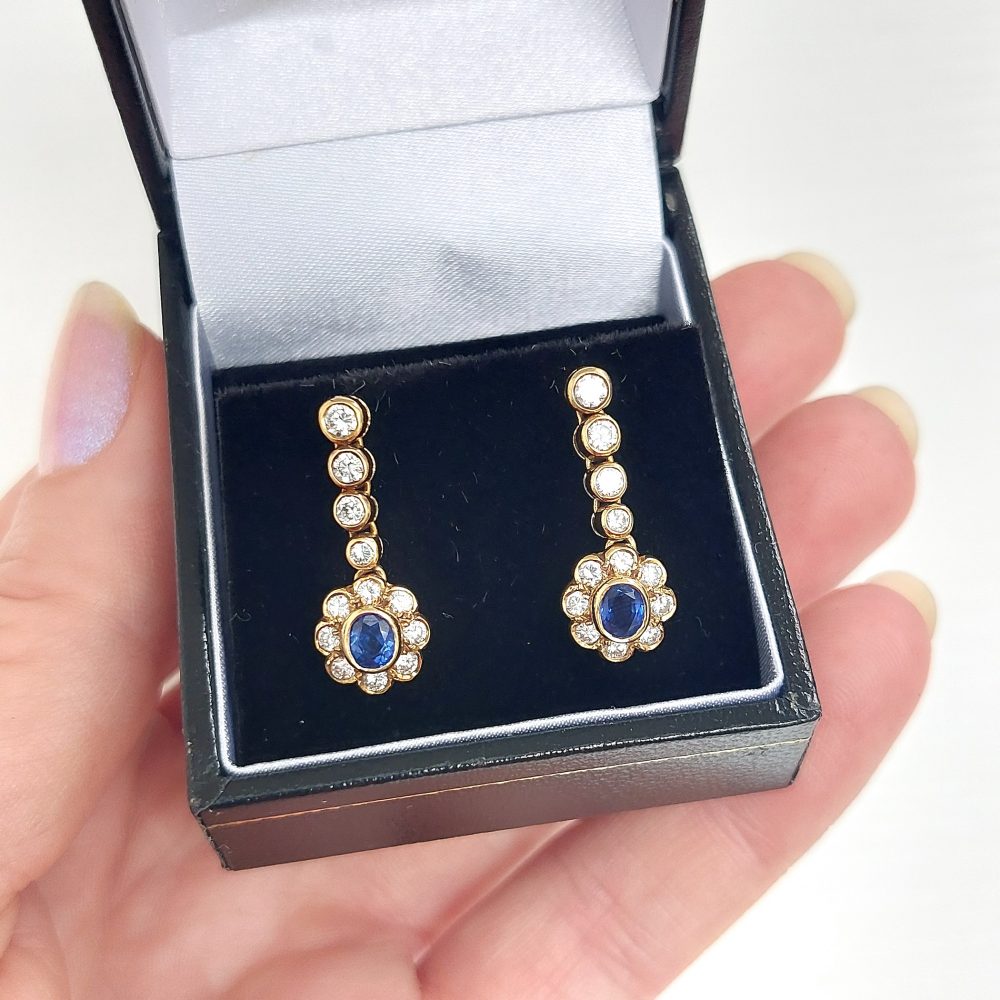 Vintage sapphire and Diamond Drop Earrings