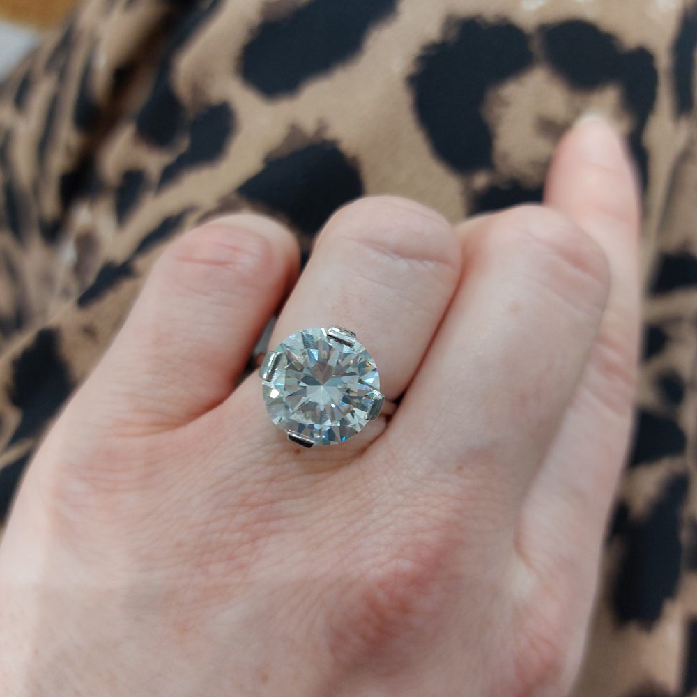 Art Deco 7.49ct Diamond Solitaire Engagement Ring GIA Cert