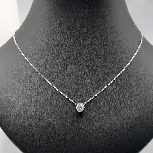 Antique 0.8ct Old Cut Diamond Solitaire Pendant on Chain