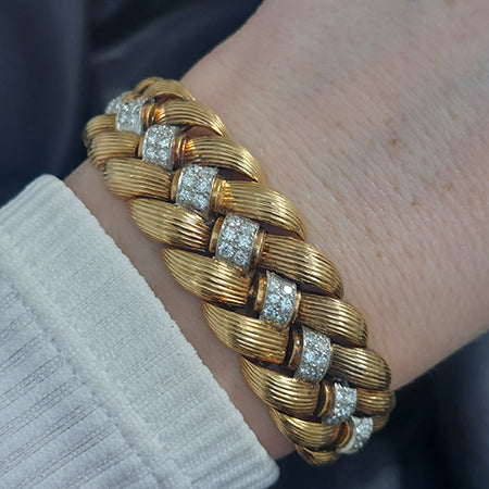 Retro 1970s Gold and Diamond Bracelet