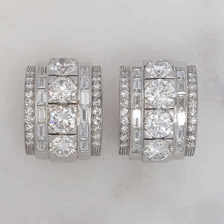 Vintage 1940s Diamond Gold Platinum Clip Earrings