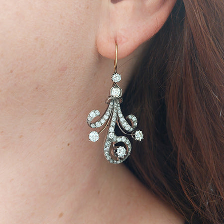 Antique Victorian Diamond Drop Earrings