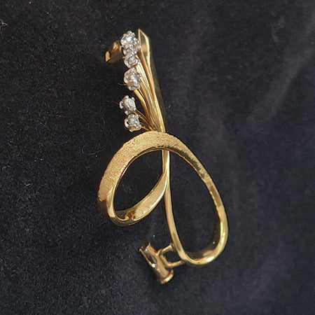Diamond Set 18ct Yellow Gold Spray Brooch
